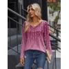 Zeagoo Women Tops Loose Fit Long Sleeve V Neck T Shirts Business Casual Blouses Dressy Fall Fashion Work Clothes(Purple Leave-xh370)