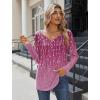 Zeagoo Women Tops Loose Fit Long Sleeve V Neck T Shirts Business Casual Blouses Dressy Fall Fashion Work Clothes(Purple Leave-xh370)