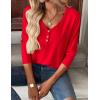 Zeagoo Women Tops Loose Fit Long Sleeve V Neck T Shirts Business Casual Blouses Dressy Fall Fashion Work Clothes(Red)