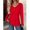 Zeagoo Women Tops Loose Fit Long Sleeve V Neck T Shirts Business Casual Blouses Dressy Fall Fashion Work Clothes(Red)