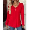 Zeagoo Women Tops Loose Fit Long Sleeve V Neck T Shirts Business Casual Blouses Dressy Fall Fashion Work Clothes(Red)