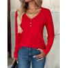 Zeagoo Women Tops Loose Fit Long Sleeve V Neck T Shirts Business Casual Blouses Dressy Fall Fashion Work Clothes(Red)