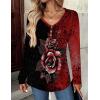 Zeagoo Women Tops Loose Fit Long Sleeve V Neck T Shirts Business Casual Blouses Dressy Fall Fashion Work Clothes(Red Flower-bf309)