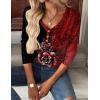 Zeagoo Women Tops Loose Fit Long Sleeve V Neck T Shirts Business Casual Blouses Dressy Fall Fashion Work Clothes(Red Flower-bf309)