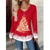 Zeagoo Women Tops Loose Fit Long Sleeve V Neck T Shirts Business Casual Blouses Dressy Fall Fashion Work Clothes(Red-sd489)