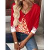 Zeagoo Women Tops Loose Fit Long Sleeve V Neck T Shirts Business Casual Blouses Dressy Fall Fashion Work Clothes(Red-sd489)