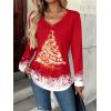 Zeagoo Women Tops Loose Fit Long Sleeve V Neck T Shirts Business Casual Blouses Dressy Fall Fashion Work Clothes(Red-sd489)