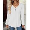 Zeagoo Women Tops Loose Fit Long Sleeve V Neck T Shirts Business Casual Blouses Dressy Fall Fashion Work Clothes(White)