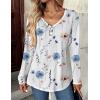 Zeagoo Women Tops Loose Fit Long Sleeve V Neck T Shirts Business Casual Blouses Dressy Fall Fashion Work Clothes(White Flower-bf290)