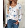Zeagoo Women Tops Loose Fit Long Sleeve V Neck T Shirts Business Casual Blouses Dressy Fall Fashion Work Clothes(White Flower-bf290)