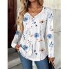 Zeagoo Women Tops Loose Fit Long Sleeve V Neck T Shirts Business Casual Blouses Dressy Fall Fashion Work Clothes(White Flower-bf290)