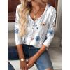 Zeagoo Women Tops Loose Fit Long Sleeve V Neck T Shirts Business Casual Blouses Dressy Fall Fashion Work Clothes(White Flower-bf290)