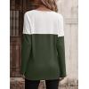 Zeagoo Women Waffle Knit Shirts Long Sleeve Colorblock Tee Button Detail Tunics(Army)