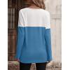 Zeagoo Women Waffle Knit Shirts Long Sleeve Colorblock Tee Button Detail Tunics(Blue)