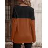 Zeagoo Women Waffle Knit Shirts Long Sleeve Colorblock Tee Button Detail Tunics(Caramel)