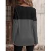 Zeagoo Women Waffle Knit Shirts Long Sleeve Colorblock Tee Button Detail Tunics(Dark Grey)