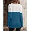 Zeagoo Women Waffle Knit Shirts Long Sleeve Colorblock Tee Button Detail Tunics(Deep Blue)