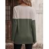 Zeagoo Women Waffle Knit Shirts Long Sleeve Colorblock Tee Button Detail Tunics(Grey+army Green)