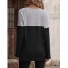 Zeagoo Women Waffle Knit Shirts Long Sleeve Colorblock Tee Button Detail Tunics(Light Grey+ Black)