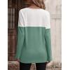 Zeagoo Women Waffle Knit Shirts Long Sleeve Colorblock Tee Button Detail Tunics(Mint)