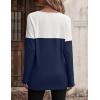 Zeagoo Women Waffle Knit Shirts Long Sleeve Colorblock Tee Button Detail Tunics(Navy)