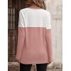 Zeagoo Women Waffle Knit Shirts Long Sleeve Colorblock Tee Button Detail Tunics(Pale Pink)