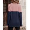 Zeagoo Women Waffle Knit Shirts Long Sleeve Colorblock Tee Button Detail Tunics(Pink+navy)