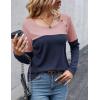 Zeagoo Women Waffle Knit Shirts Long Sleeve Colorblock Tee Button Detail Tunics(Pink+navy)