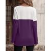 Zeagoo Women Waffle Knit Shirts Long Sleeve Colorblock Tee Button Detail Tunics(Purple)