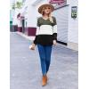 Zeagoo Women Waffle Knit Tops V Neck Long Sleeve Tunics Color Block Casual Blouse Fall Fashion 2026 Button Decor T Shirt(Army Green/White/Black)