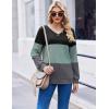 Zeagoo Women Waffle Knit Tops V Neck Long Sleeve Tunics Color Block Casual Blouse Fall Fashion 2026 Button Decor T Shirt(Black/Green/Grey)