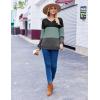Zeagoo Women Waffle Knit Tops V Neck Long Sleeve Tunics Color Block Casual Blouse Fall Fashion 2026 Button Decor T Shirt(Black/Green/Grey)