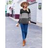 Zeagoo Women Waffle Knit Tops V Neck Long Sleeve Tunics Color Block Casual Blouse Fall Fashion 2026 Button Decor T Shirt(Black/Grey)