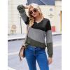 Zeagoo Women Waffle Knit Tops V Neck Long Sleeve Tunics Color Block Casual Blouse Fall Fashion 2026 Button Decor T Shirt(Black/Grey/Army Green)