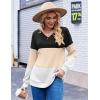 Zeagoo Women Waffle Knit Tops V Neck Long Sleeve Tunics Color Block Casual Blouse Fall Fashion 2026 Button Decor T Shirt(Black/Khaki/White)