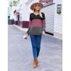 Zeagoo Women Waffle Knit Tops V Neck Long Sleeve Tunics Color Block Casual Blouse Fall Fashion 2026 Button Decor T Shirt(Black/Purple/Grey)
