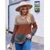 Zeagoo Women Waffle Knit Tops V Neck Long Sleeve Tunics Color Block Casual Blouse Fall Fashion 2026 Button Decor T Shirt(Brown/Orange/Grey)