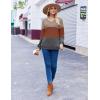 Zeagoo Women Waffle Knit Tops V Neck Long Sleeve Tunics Color Block Casual Blouse Fall Fashion 2026 Button Decor T Shirt(Brown/Orange/Grey)