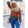 Zeagoo Women Waffle Knit Tops V Neck Long Sleeve Tunics Color Block Casual Blouse Fall Fashion 2026 Button Decor T Shirt(Brown/Orange/Grey)