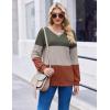 Zeagoo Women Waffle Knit Tops V Neck Long Sleeve Tunics Color Block Casual Blouse Fall Fashion 2026 Button Decor T Shirt(Green/Grey/Orange)