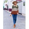 Zeagoo Women Waffle Knit Tops V Neck Long Sleeve Tunics Color Block Casual Blouse Fall Fashion 2026 Button Decor T Shirt(Green/Grey/Orange)