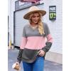 Zeagoo Women Waffle Knit Tops V Neck Long Sleeve Tunics Color Block Casual Blouse Fall Fashion 2026 Button Decor T Shirt(Grey/Pink)