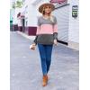 Zeagoo Women Waffle Knit Tops V Neck Long Sleeve Tunics Color Block Casual Blouse Fall Fashion 2026 Button Decor T Shirt(Grey/Pink)