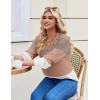 Zeagoo Women Waffle Knit Tops V Neck Long Sleeve Tunics Color Block Casual Blouse Fall Fashion 2026 Button Decor T Shirt(Khaki/White)