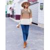 Zeagoo Women Waffle Knit Tops V Neck Long Sleeve Tunics Color Block Casual Blouse Fall Fashion 2026 Button Decor T Shirt(Khaki/White)