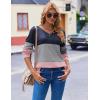 Zeagoo Women Waffle Knit Tops V Neck Long Sleeve Tunics Color Block Casual Blouse Fall Fashion 2026 Button Decor T Shirt(Navy Blue/Grey/Pink)