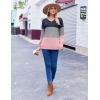 Zeagoo Women Waffle Knit Tops V Neck Long Sleeve Tunics Color Block Casual Blouse Fall Fashion 2026 Button Decor T Shirt(Navy Blue/Grey/Pink)