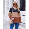 Zeagoo Women Waffle Knit Tops V Neck Long Sleeve Tunics Color Block Casual Blouse Fall Fashion 2026 Button Decor T Shirt(Navy Blue/Khaki/Orange)