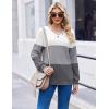 Zeagoo Women Waffle Knit Tops V Neck Long Sleeve Tunics Color Block Casual Blouse Fall Fashion 2026 Button Decor T Shirt(White/Grey)