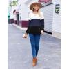 Zeagoo Women Waffle Knit Tops V Neck Long Sleeve Tunics Color Block Casual Blouse Fall Fashion 2026 Button Decor T Shirt(White/Navy Blue/Black)